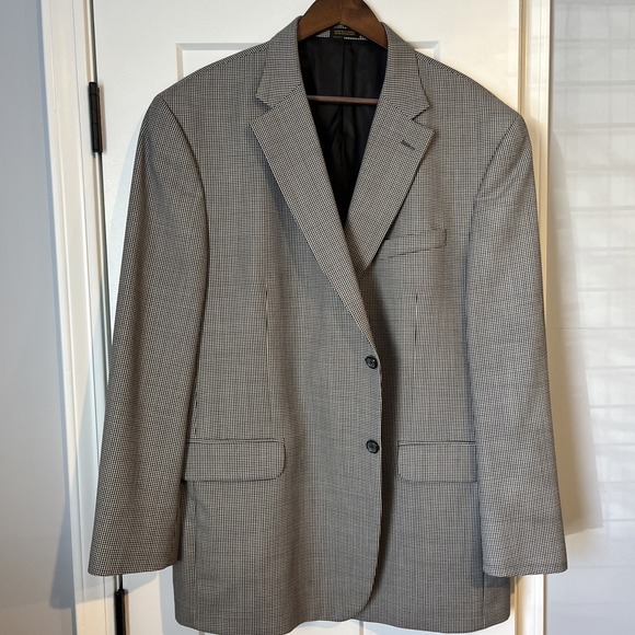 Stafford Other - Stafford Houndstooth Check Blazer Mens 48R 2-Button Sport Coat Green Blue Jacket